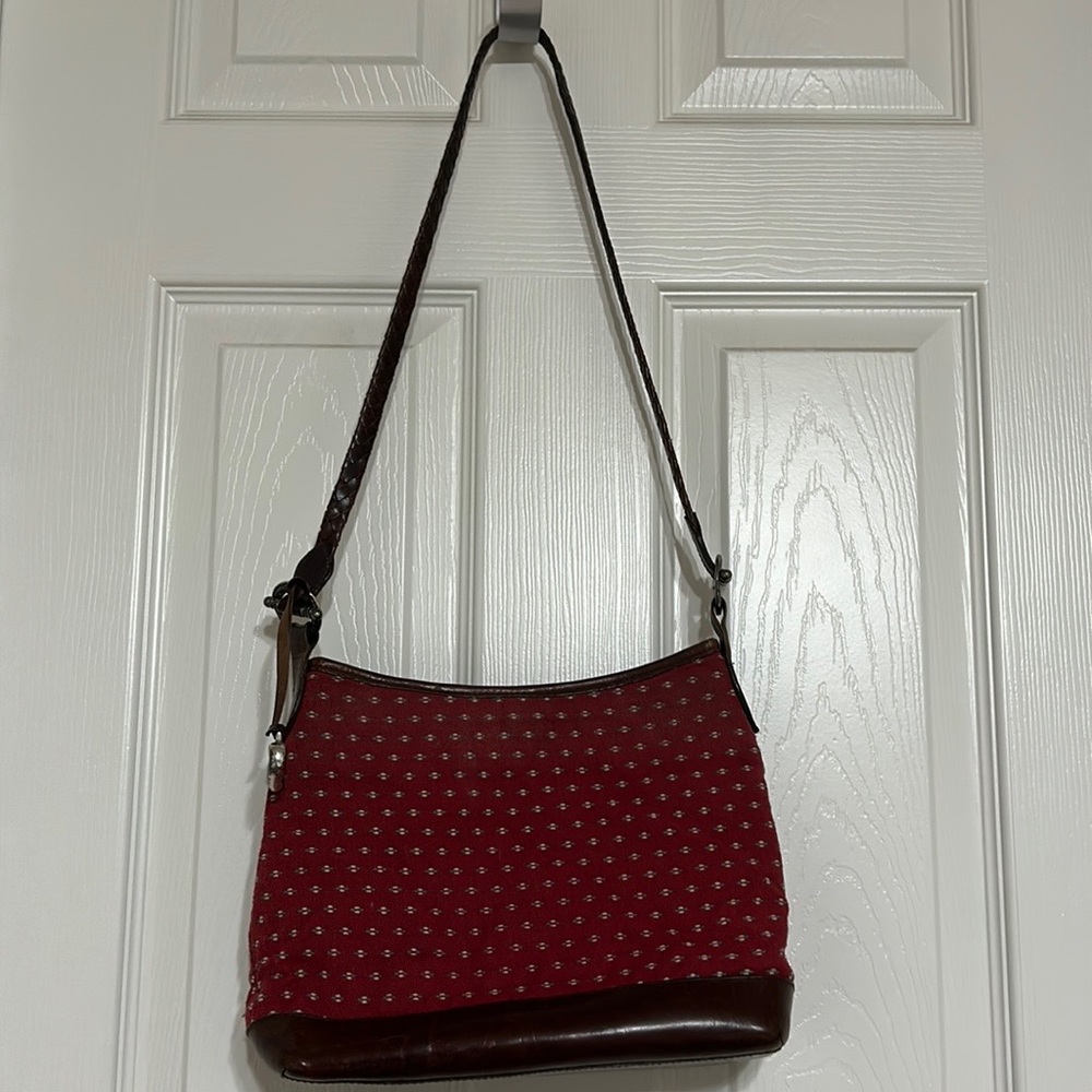 Brighton Red Tapestry Braided  Shoulder Strap Bag